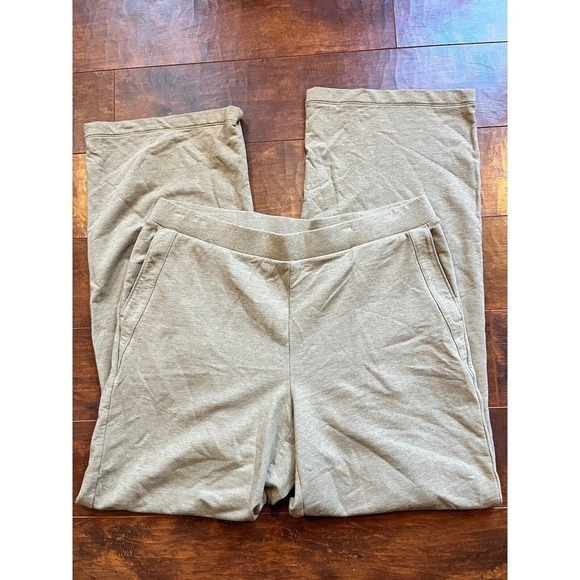 Pure Jill Affinity French Terry Boho Green Slim Straight Pant Size M - Picture 1 of 7